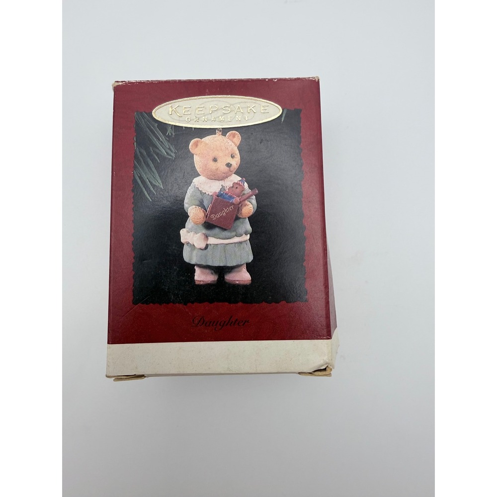 Hallmark Keepsake Ornament Daughter Teddy Bear Holding Gift 1996